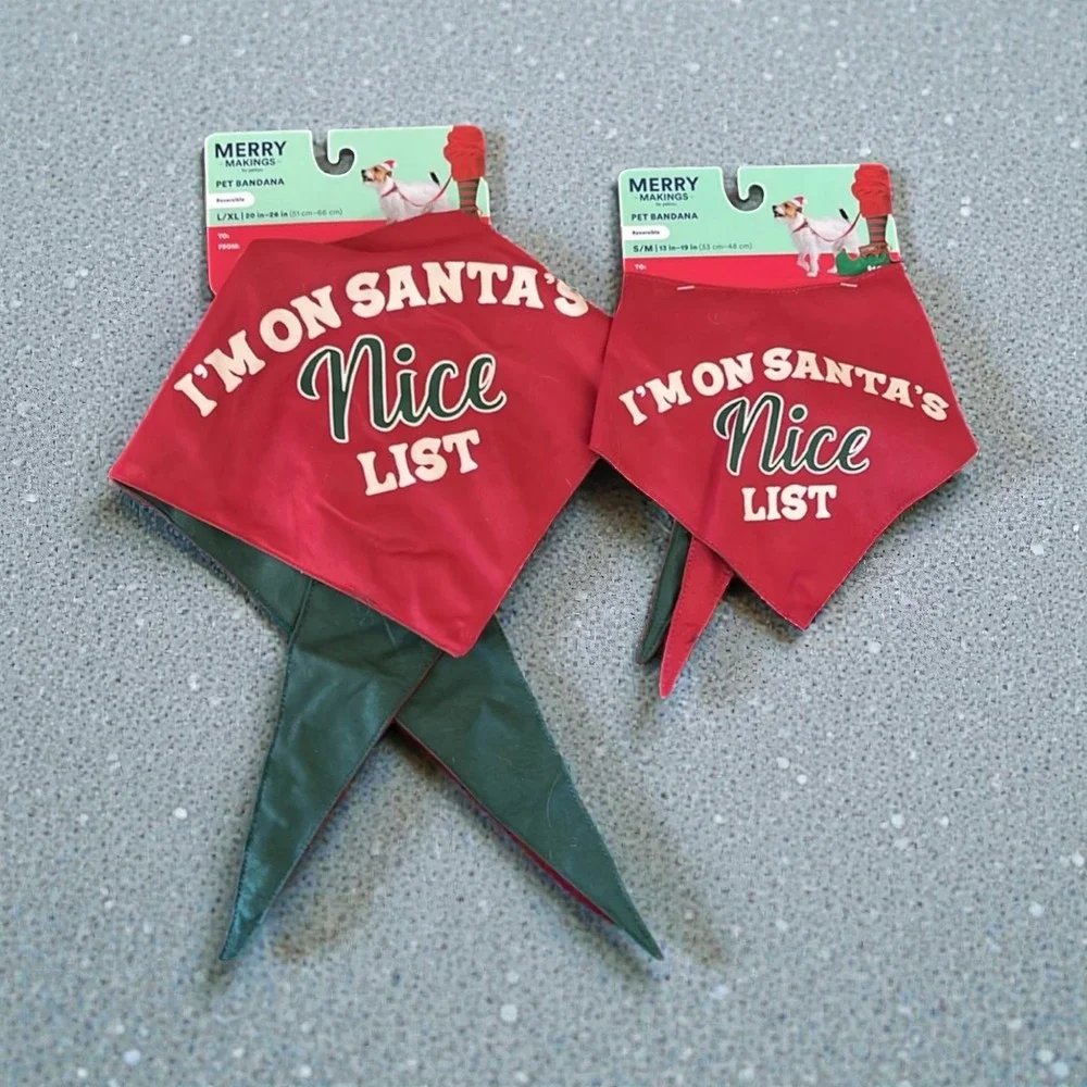Merry Makings Pet Bandana Naughty Nice‎ List Holiday Dog Cat Apparel